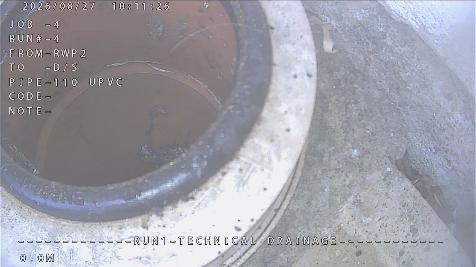 CCTV camera view from drainage chamber